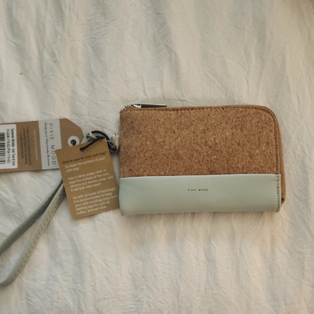 Pixie Mood Tan and Sage Green Wristlet